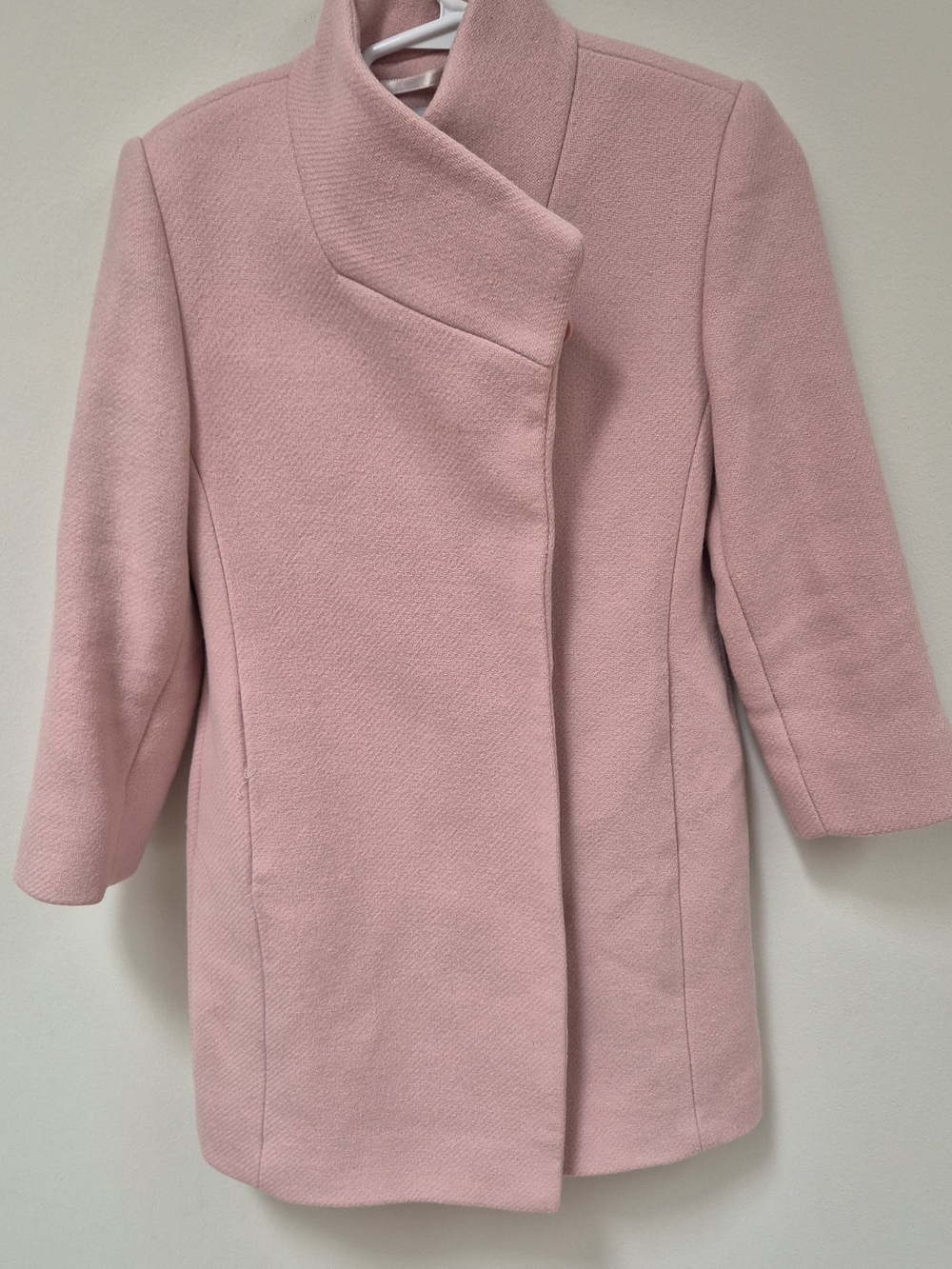 Reiss Soft Pink Asymmetrical Collar Wool Coat 5-6Y